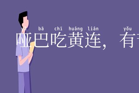 哑巴吃黄连,有苦说不出